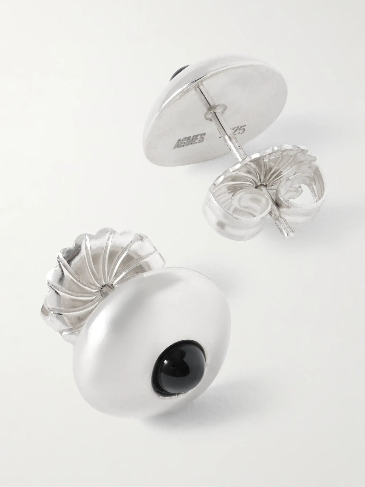 Large Doughnut Recycled Sterling Silver Onyx Earrings