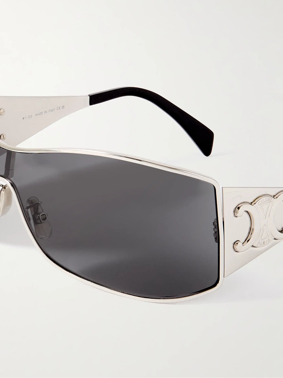 Rectangular-frame Silver-tone Sunglasses