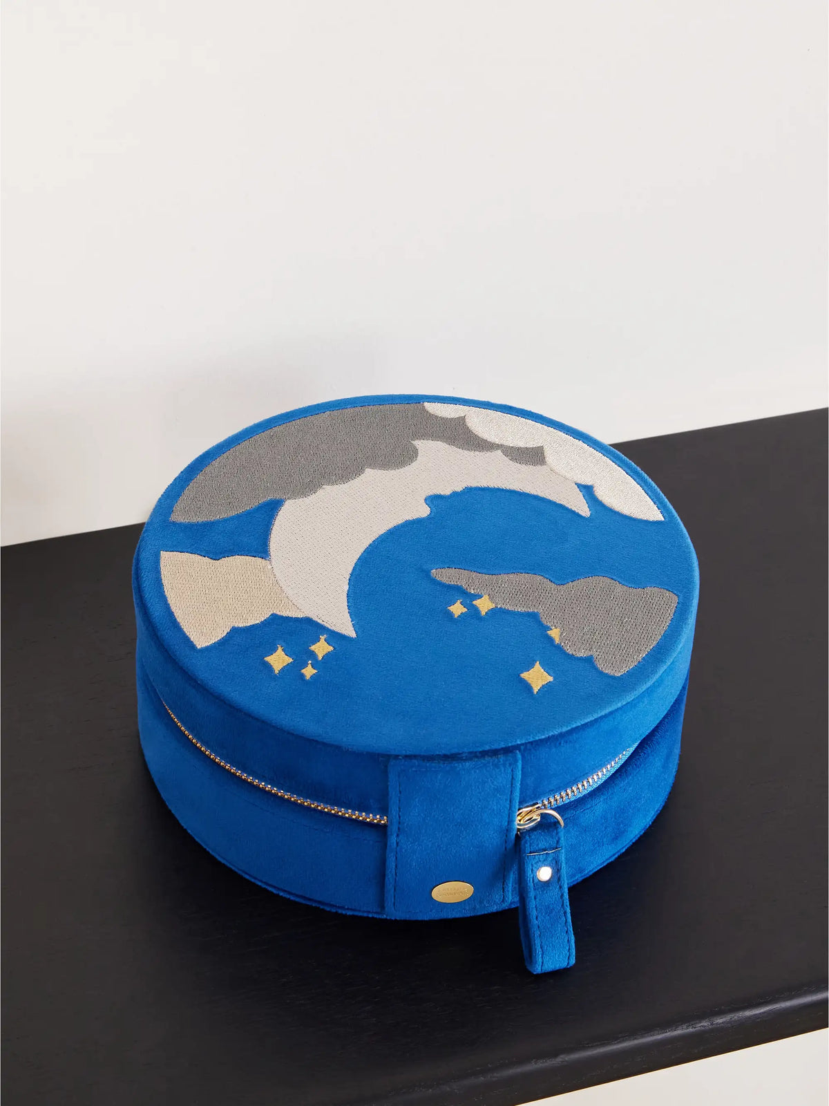 L'Atelier Nawbar Moon Embroidered Velvet Jewelry Case