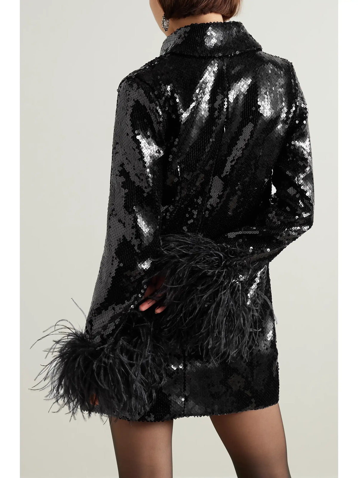 Michelle Feather-trimmed Sequined Crepe Mini Dress