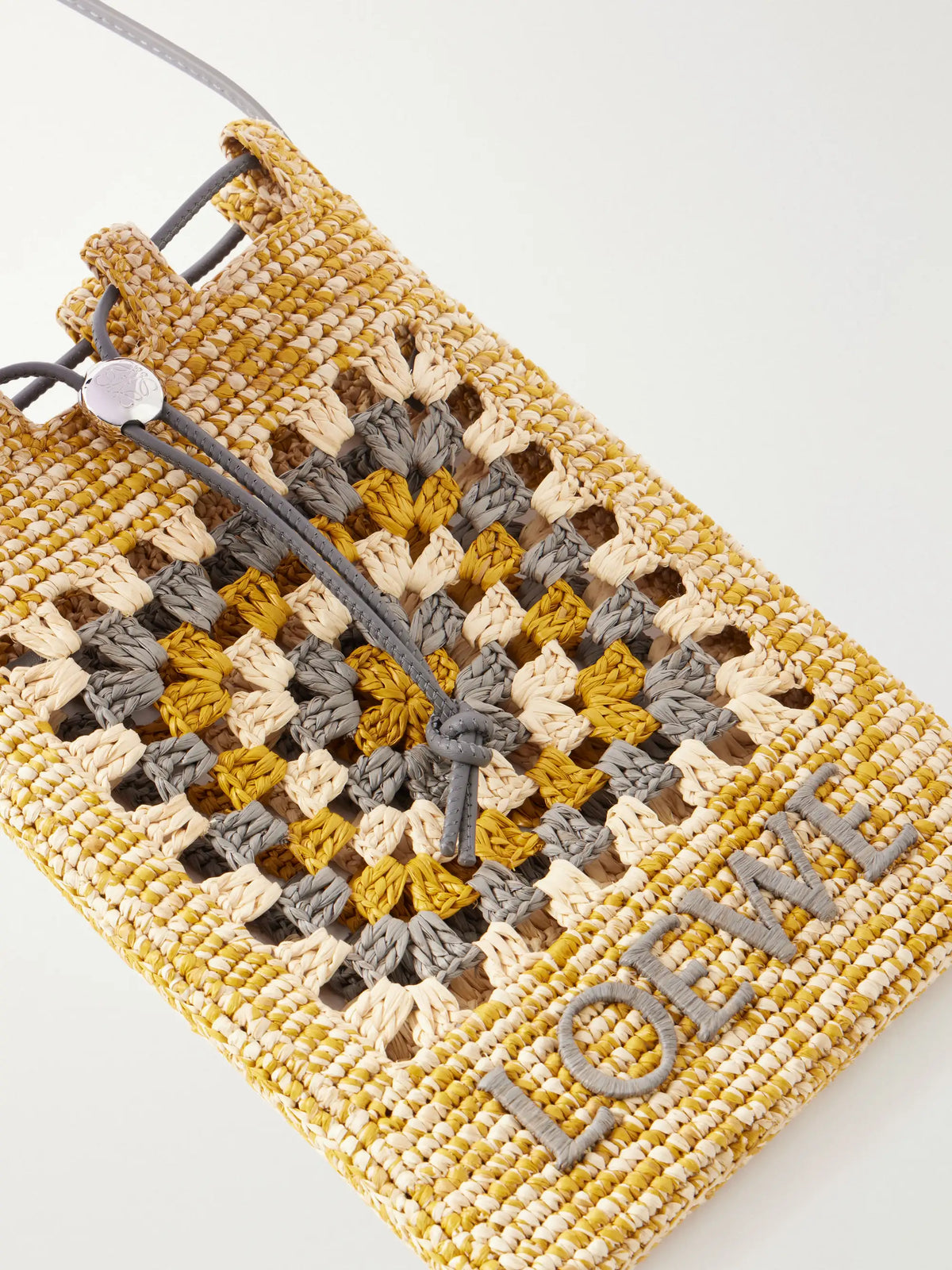 + Paula's Ibiza Leather-trimmed Crocheted Raffia Bucket Bag