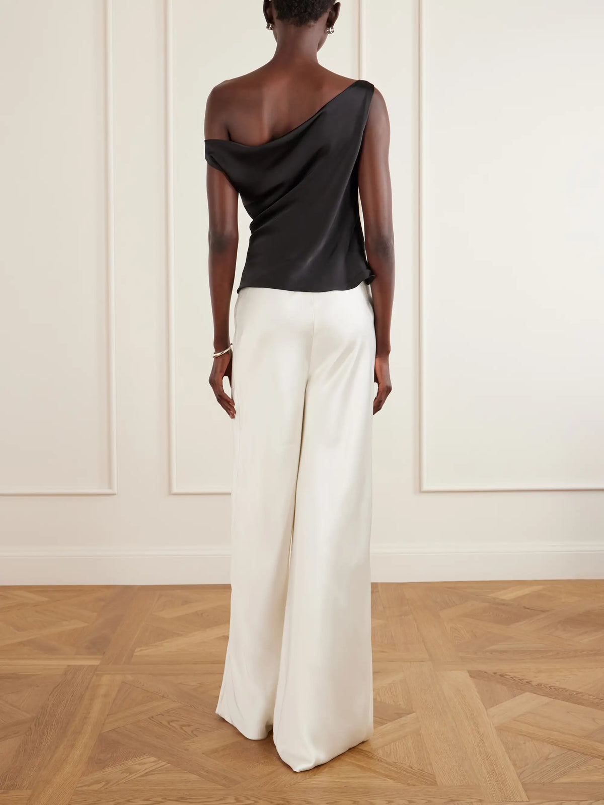 Maria Satin One-shoulder Top
