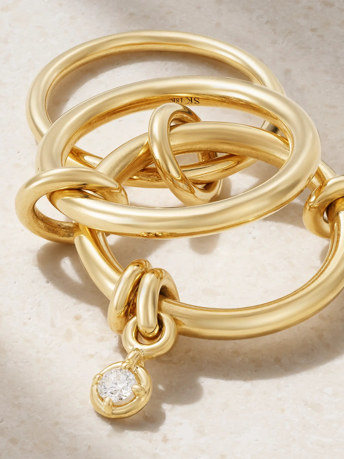 Piera Set Of Three 18-karat Gold Diamond Rings