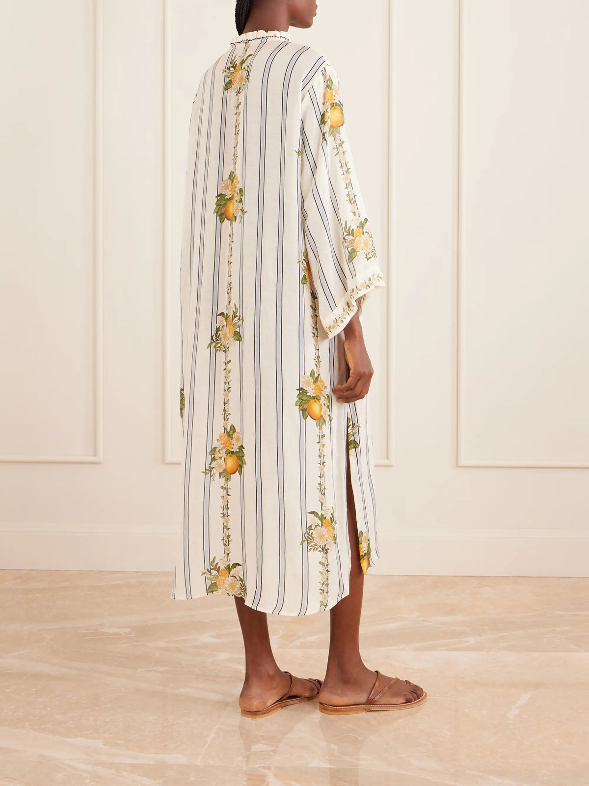 Agua by Agua Bendita Datil Striped Floral-print Gauze Coverup