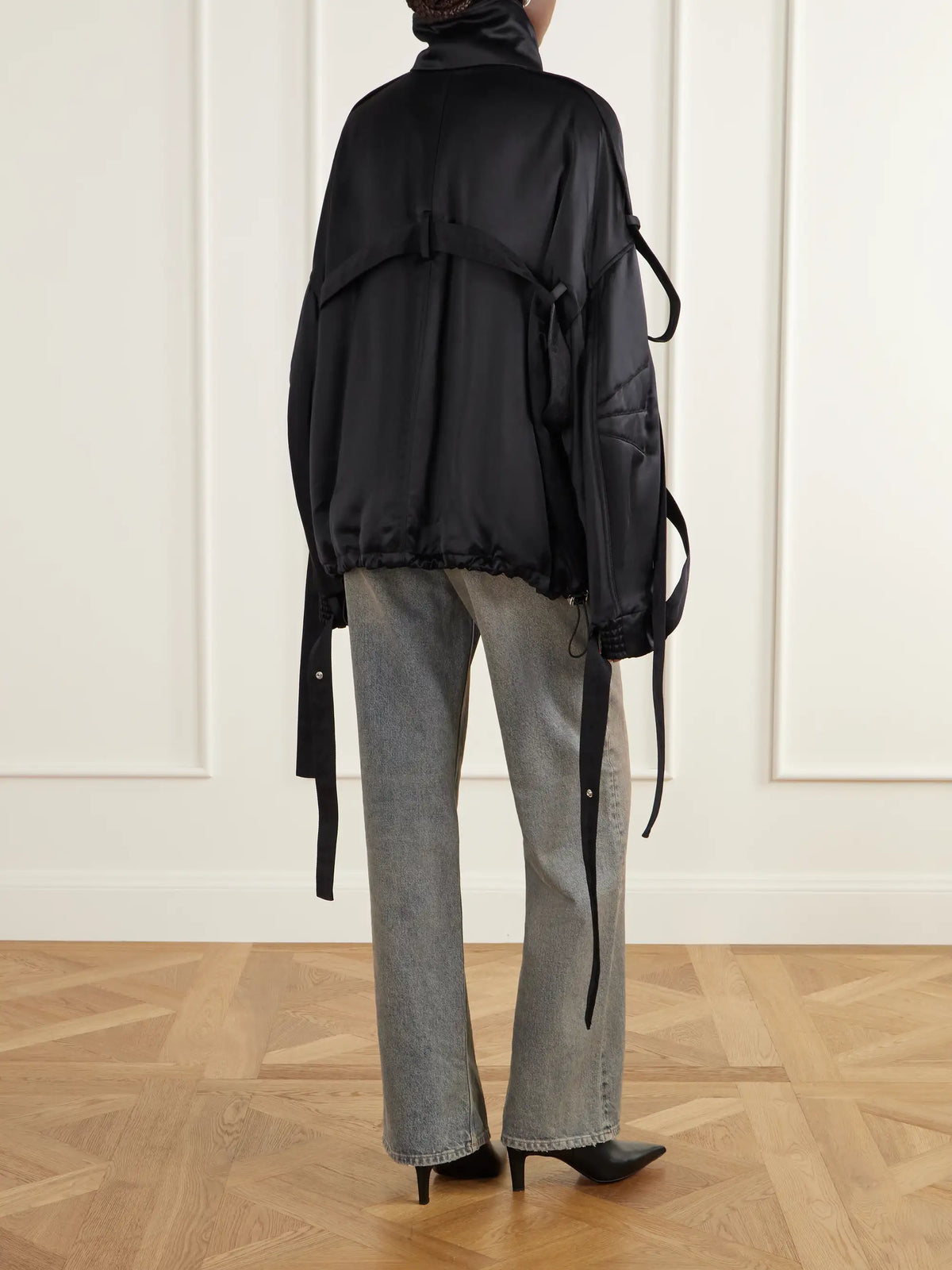 The Attico Deconstructed Satin Bomber Jacket