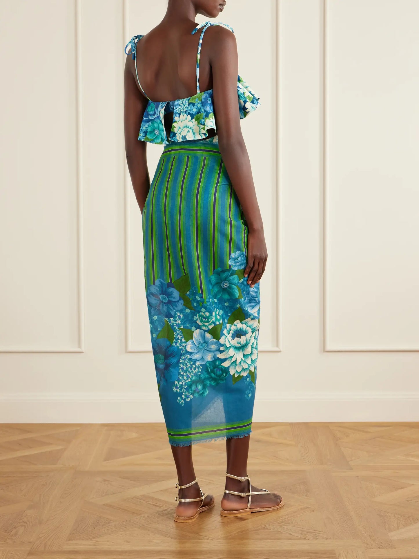 Margo Printed Organic Cotton-voile Pareo