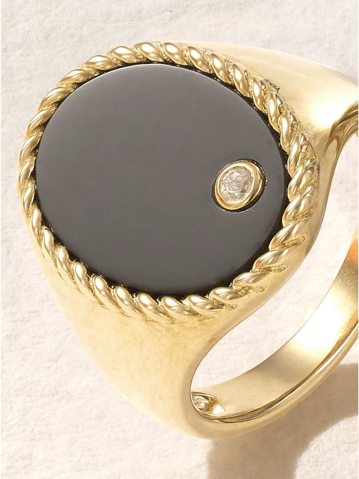 9-karat Gold, Onyx And Diamond Signet Ring
