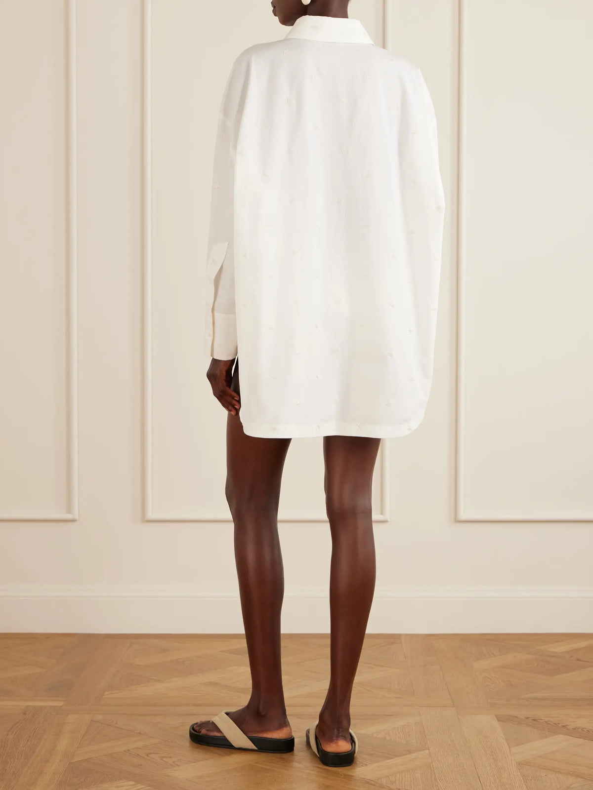 Asymmetric Embroidered Cotton-blend Shirt