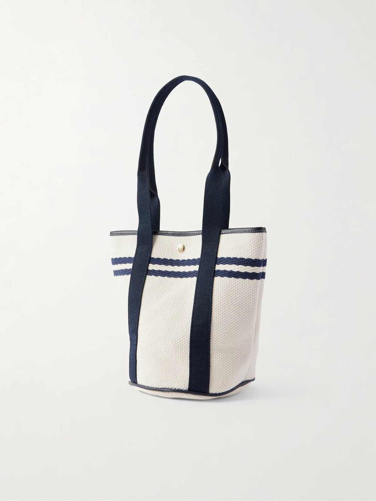 Bucket Leather And Webbing-trimmed Canvas Tote