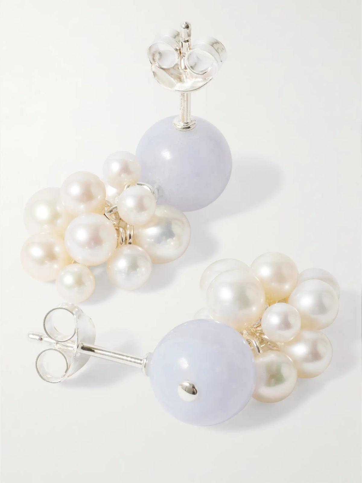 Till The Stars Wane Recycled Silver, Agate And Pearl Earrings
