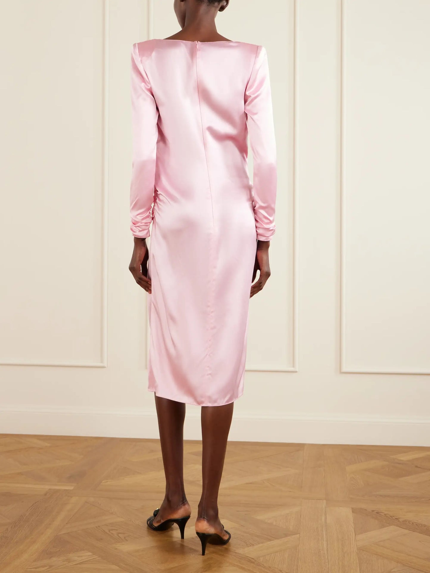Draped Silk-satin Midi Dress