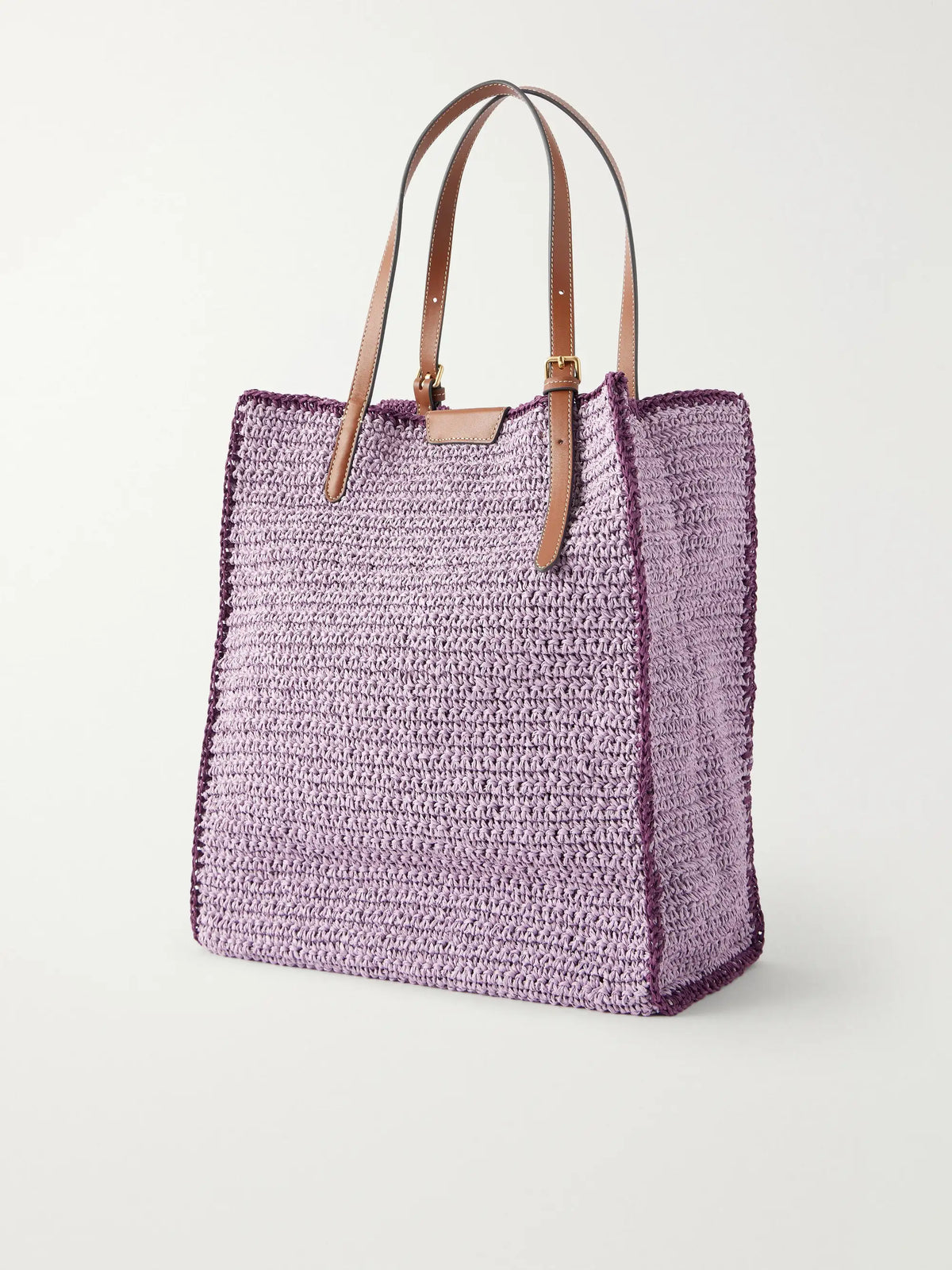 Wink Leather-trimmed Raffia Tote
