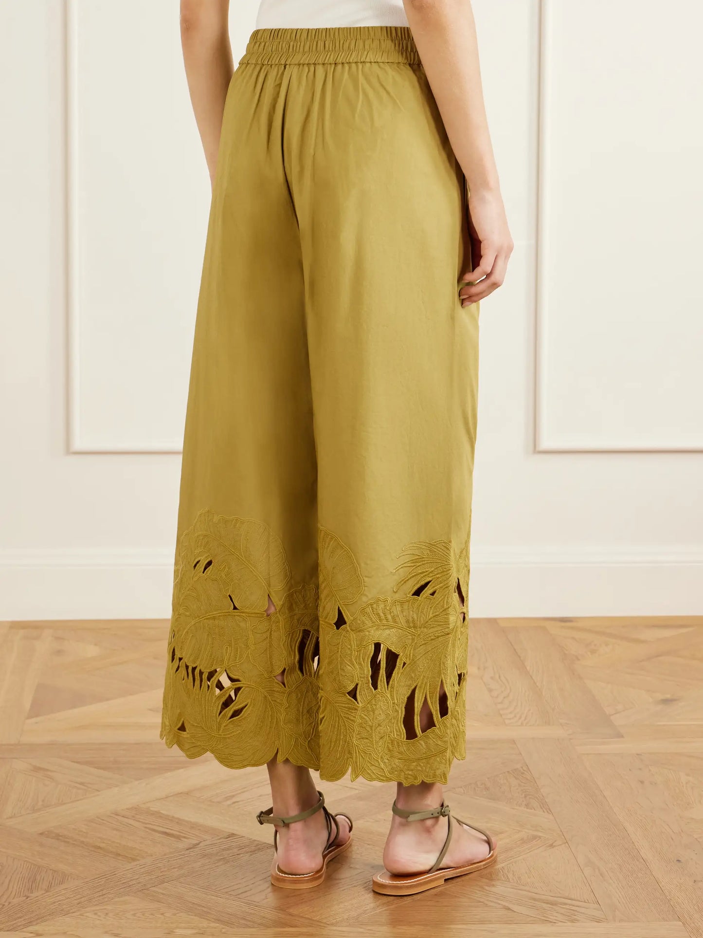 Mahon Embroidered Cotton Wide-leg Pants