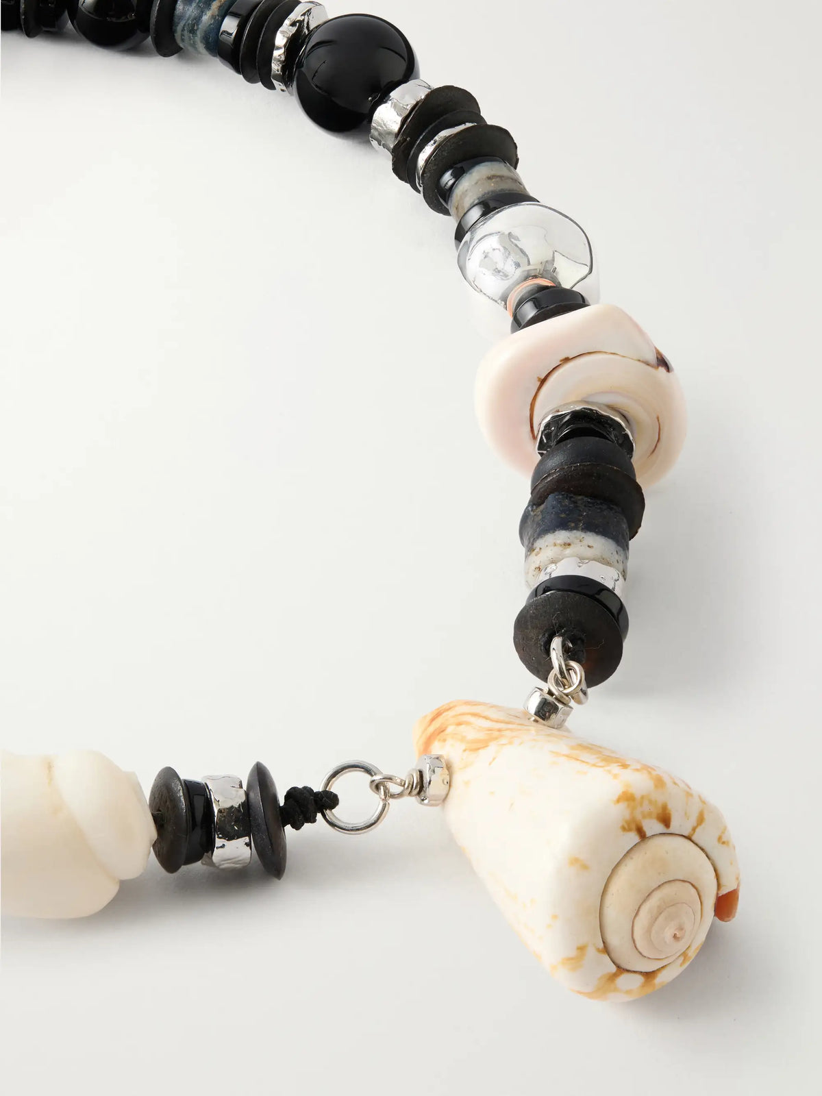 Samsara Silver, Onyx And Seashell Necklace