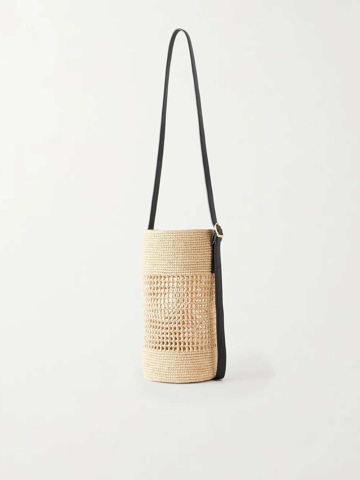 Billie Small Leather-trimmed Raffia Bucket Bag