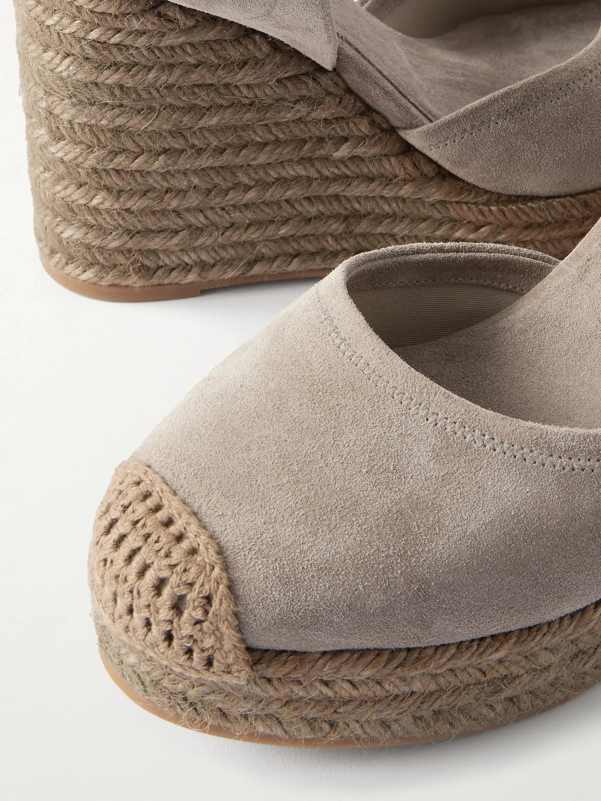 80 Embellished Suede Platform Wedge Espadrille Sandals
