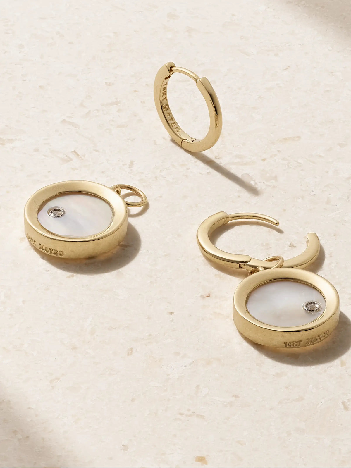 Convertible 14-karat Gold, Mother-of-pearl And Diamond Hoop Earrings