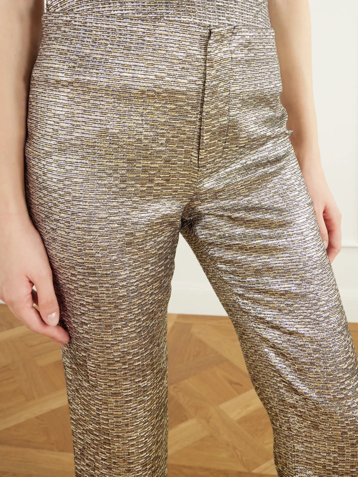 LIBEROWE Lillian Textured Metallic Jacquard Slim-fit Pants