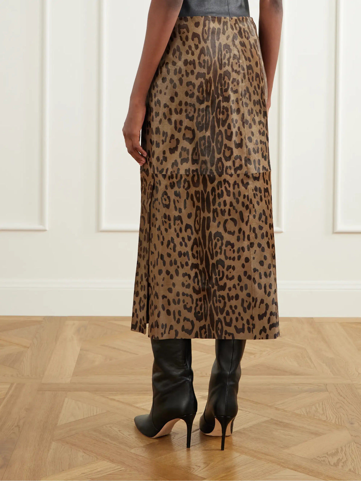 STOULS Winona Leopard-print Calf Hair Midi Skirt