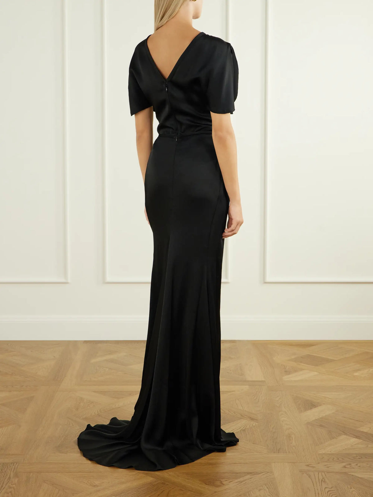 Victoria Beckham Isabella Gathered Satin Maxi Skirt