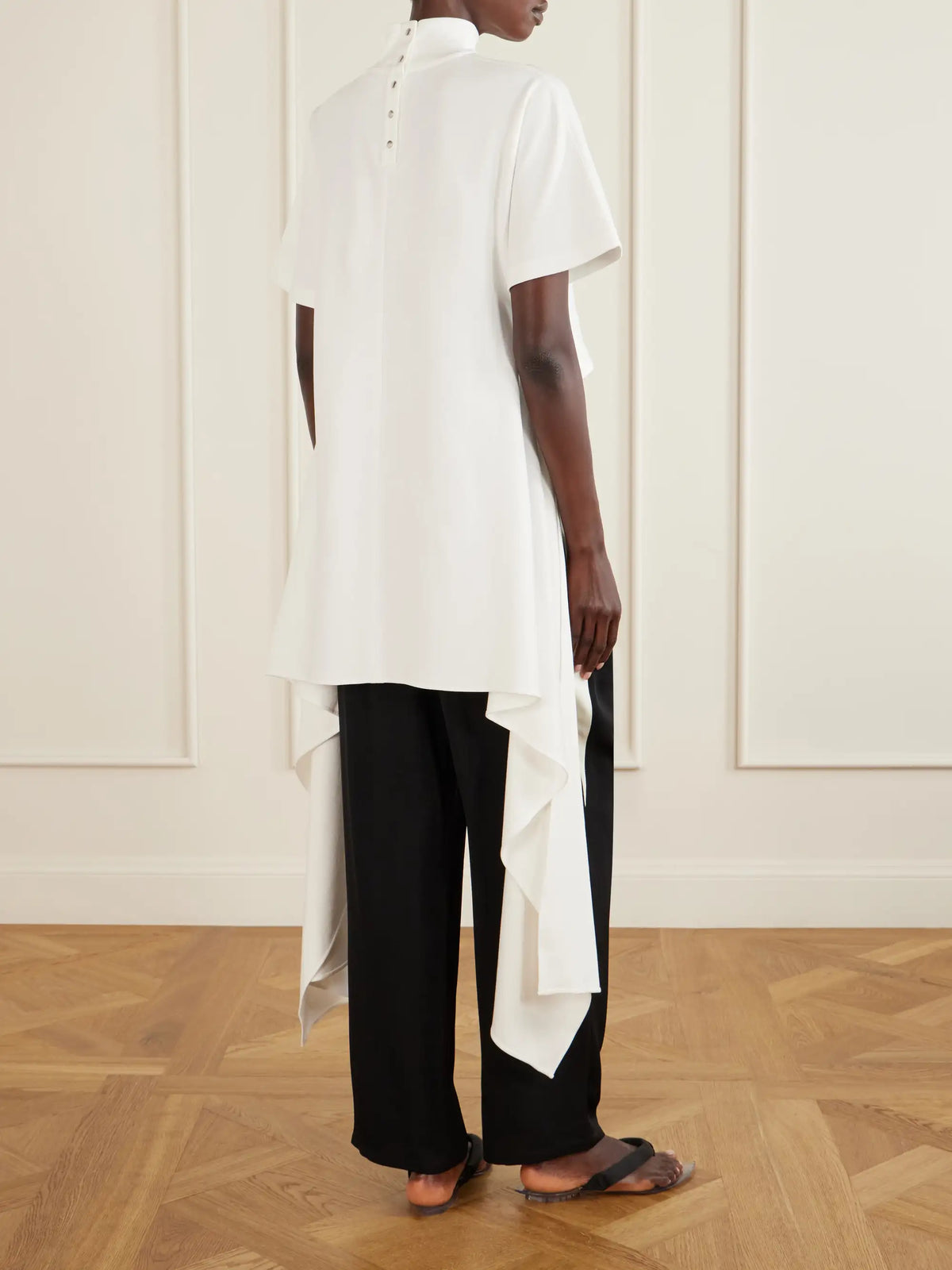 Alaïa Asymmetric Cotton-blend Jersey T-shirt