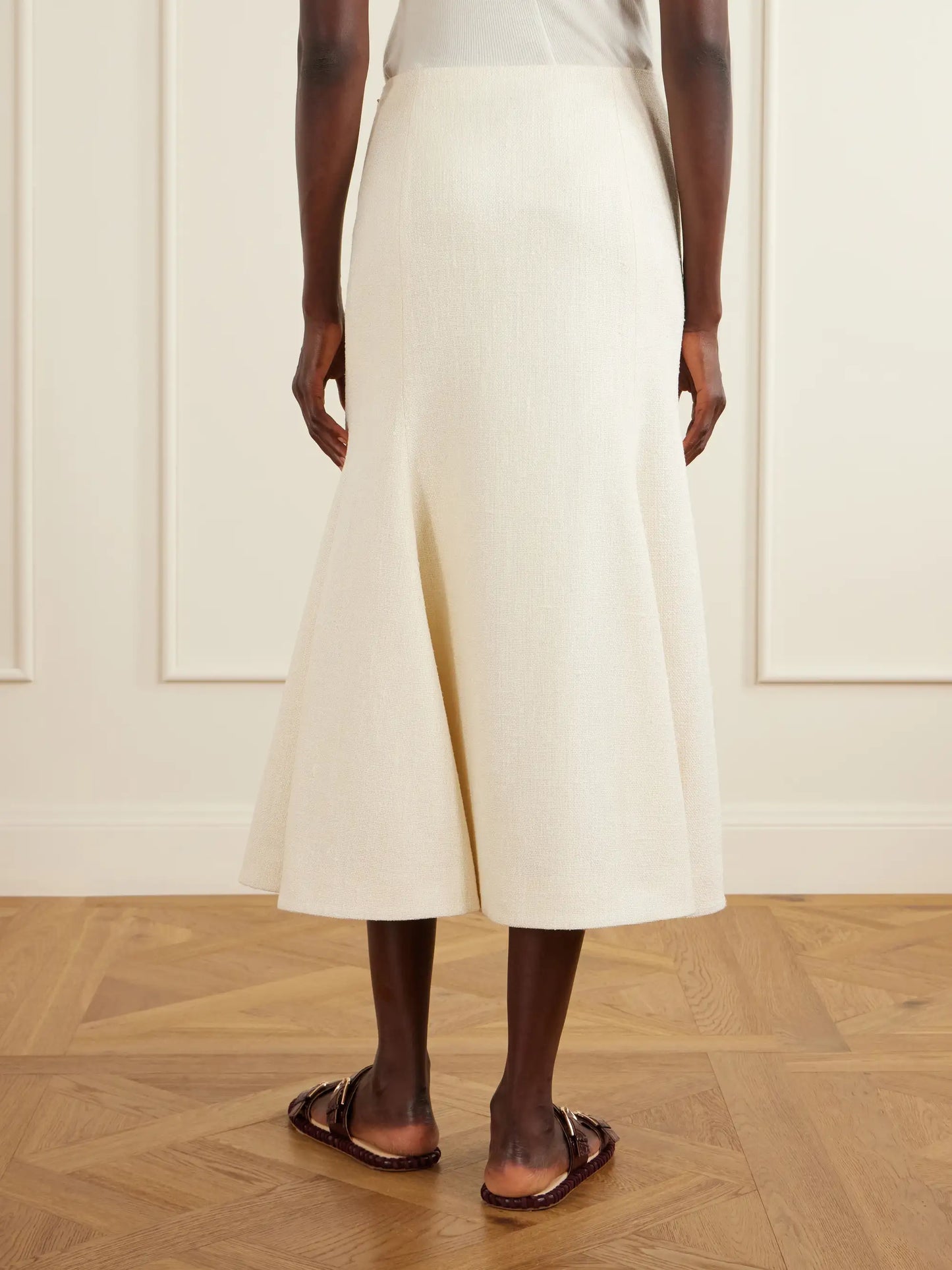 Patterson Frayed Wool And Cashmere-blend Midi Skirt