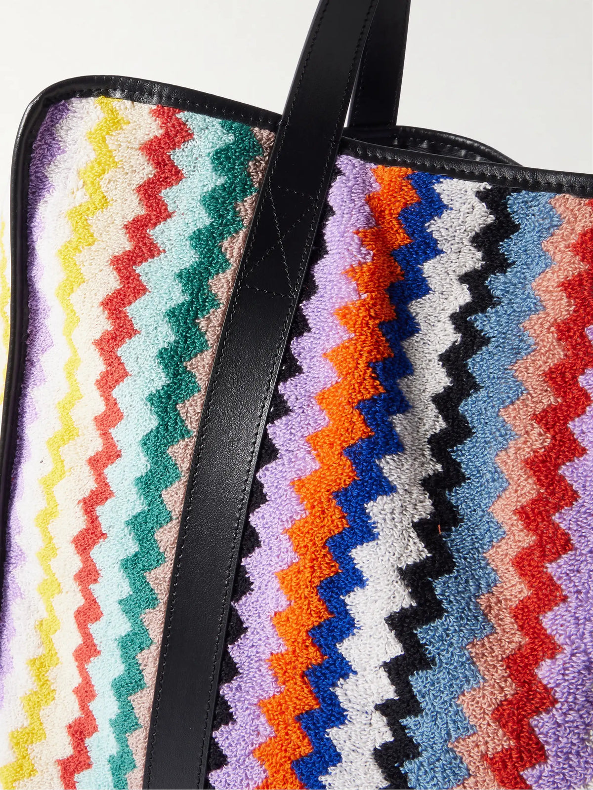 Riverbero Leather-trimmed Striped Cotton-terry Tote