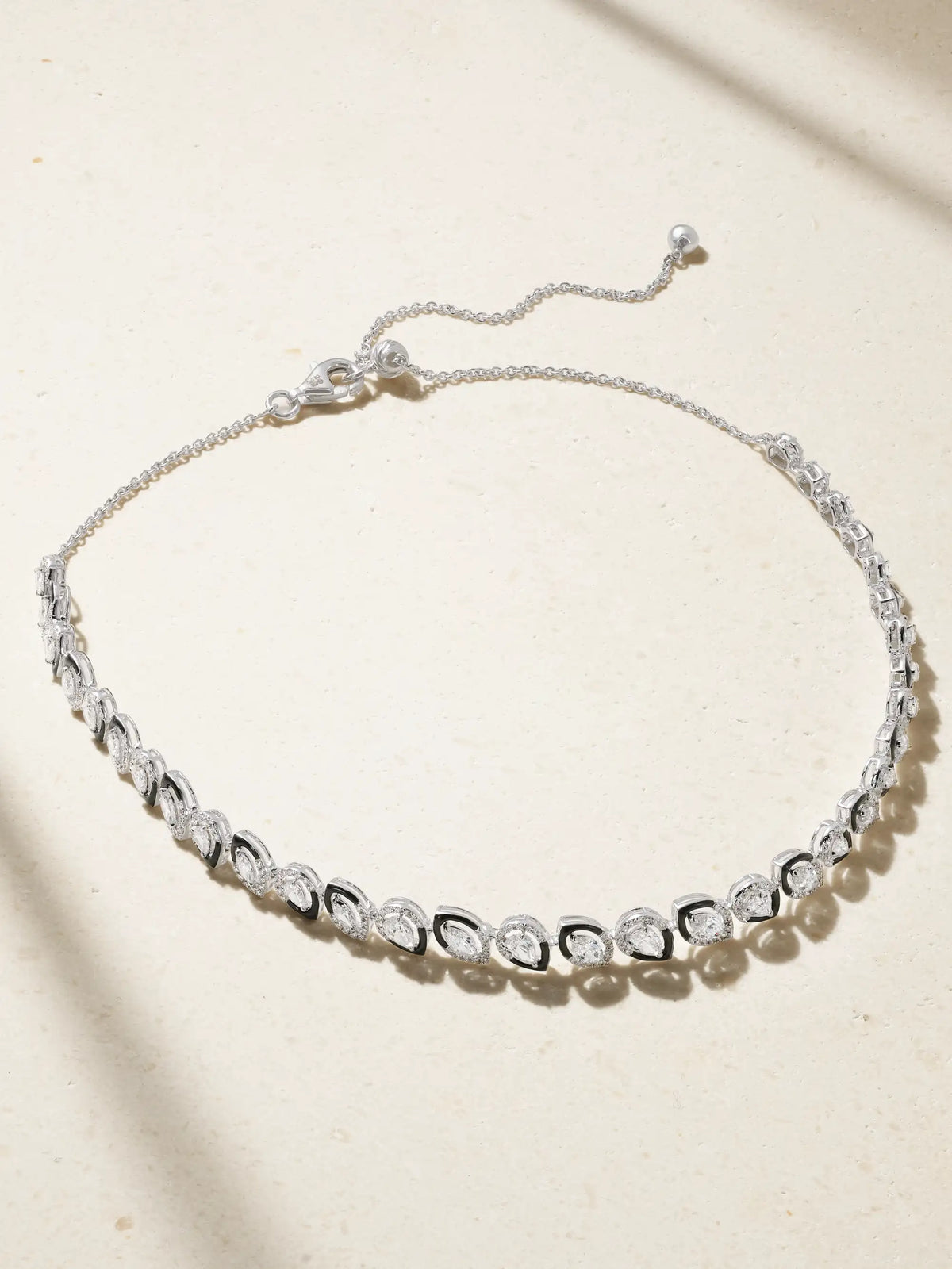 18-karat White Gold, Diamond And Enamel Choker