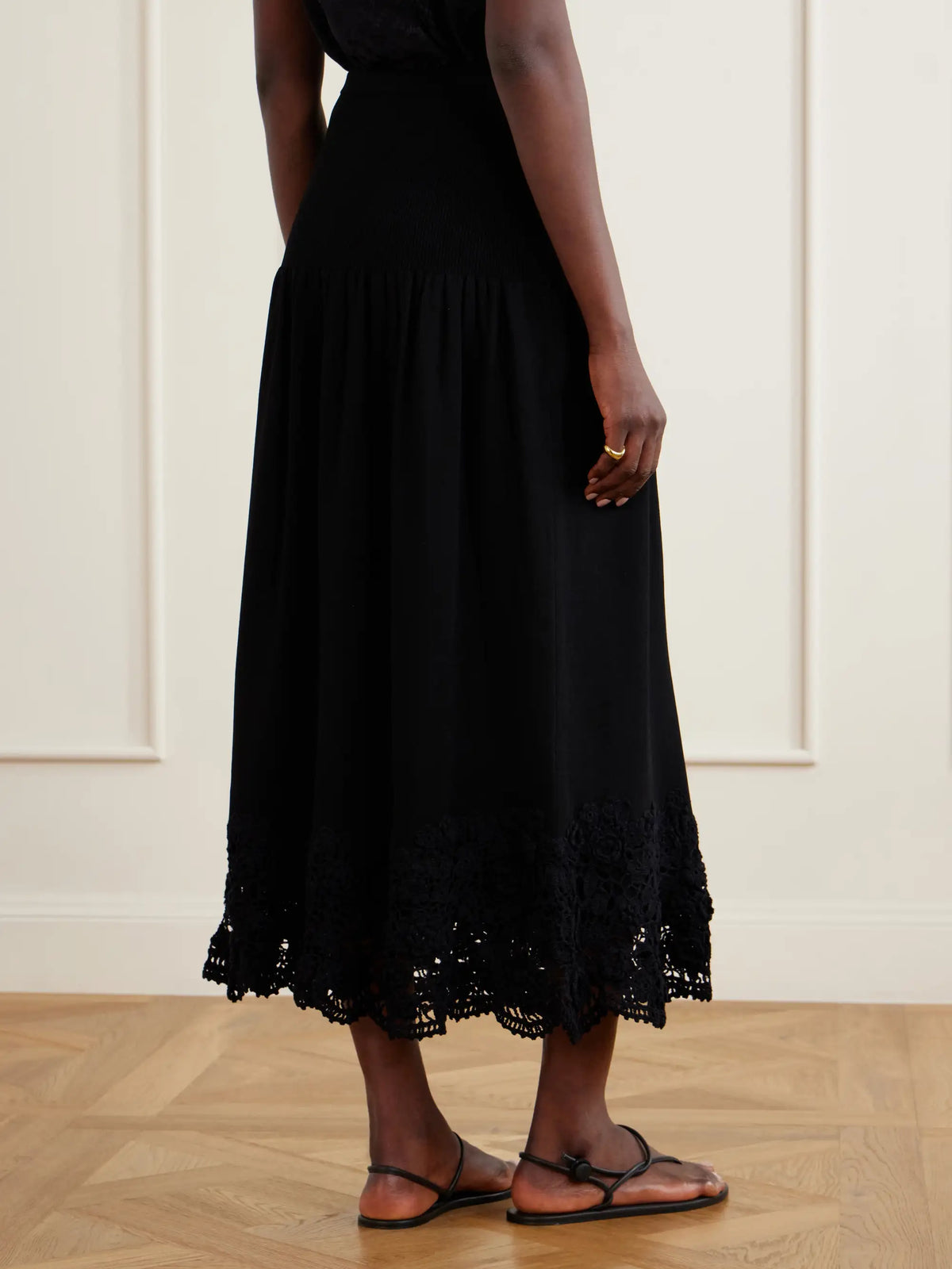 Ulla Johnson Leona Crochet-trimmed Ribbed Midi Skirt