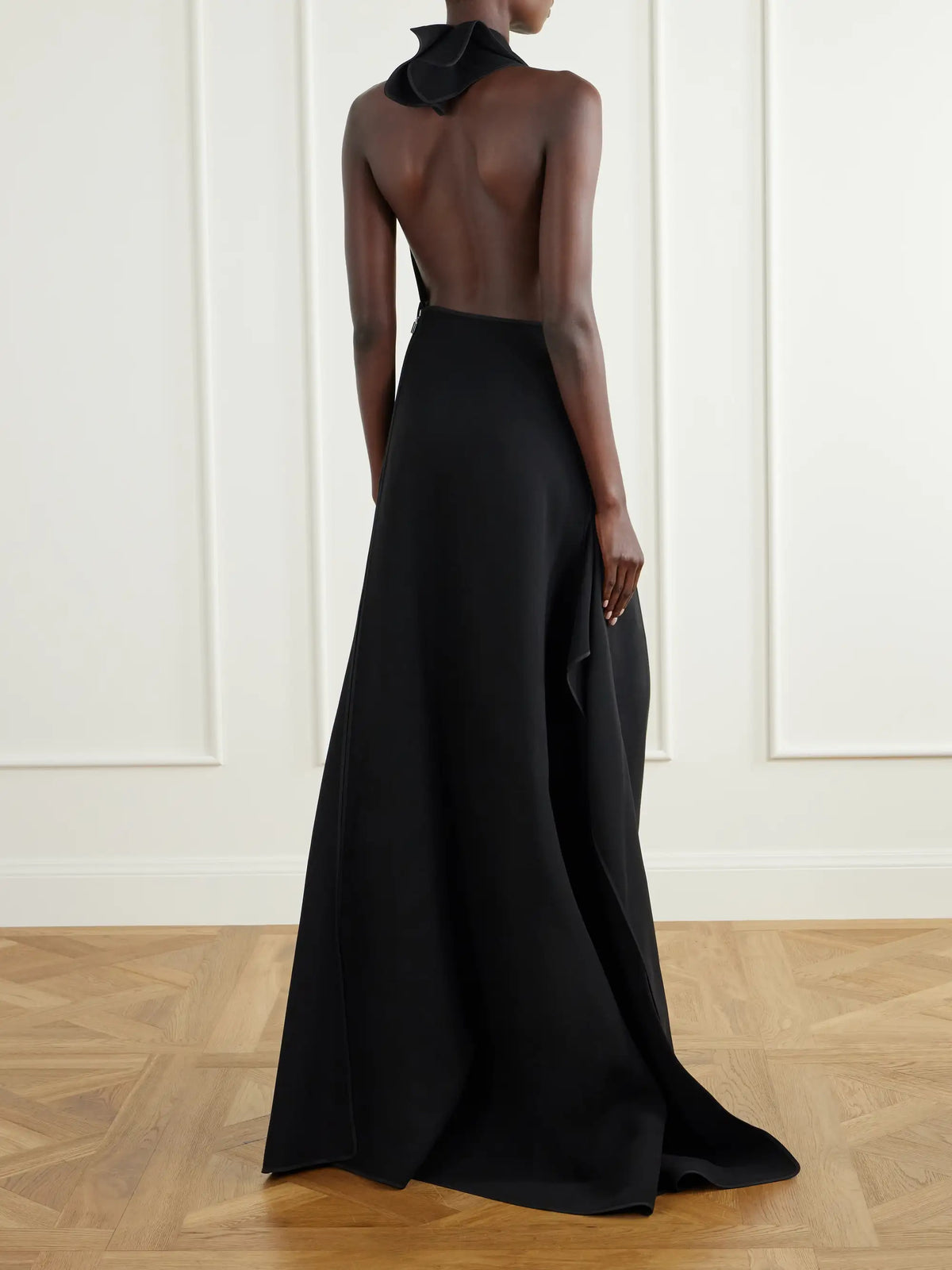 Maticevski Allude Draped Crepe Halterneck Gown