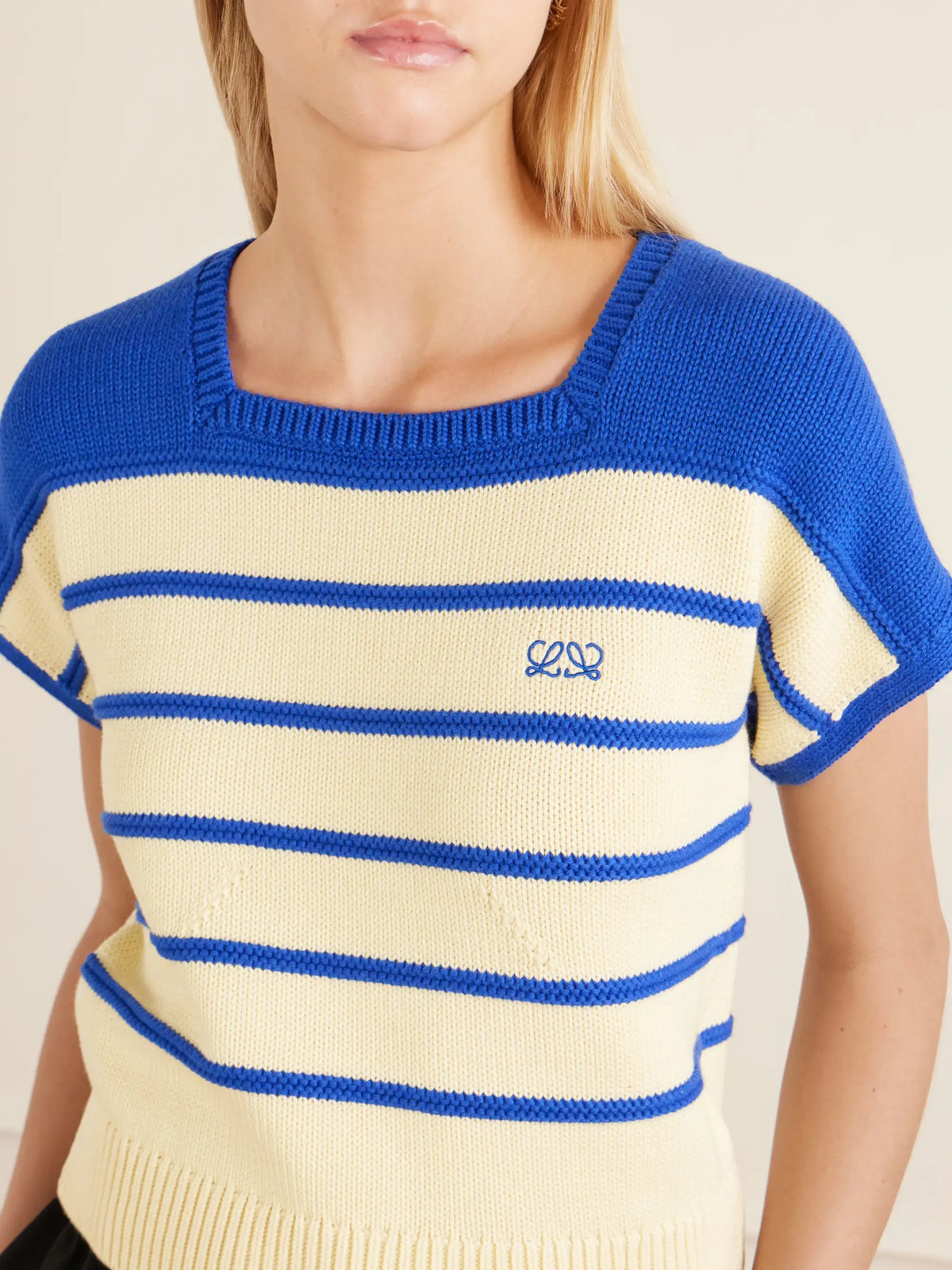 LOEWE Anagram-embroidered Striped Cotton And Wool-blend Sweater