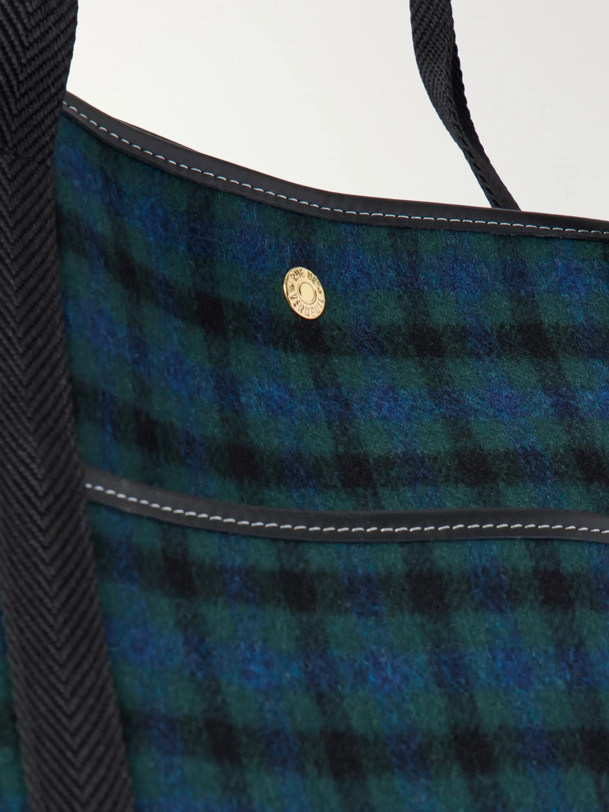 RUE de VERNEUIL Traversée Large Leather-trimmed Checked Canvas Tote