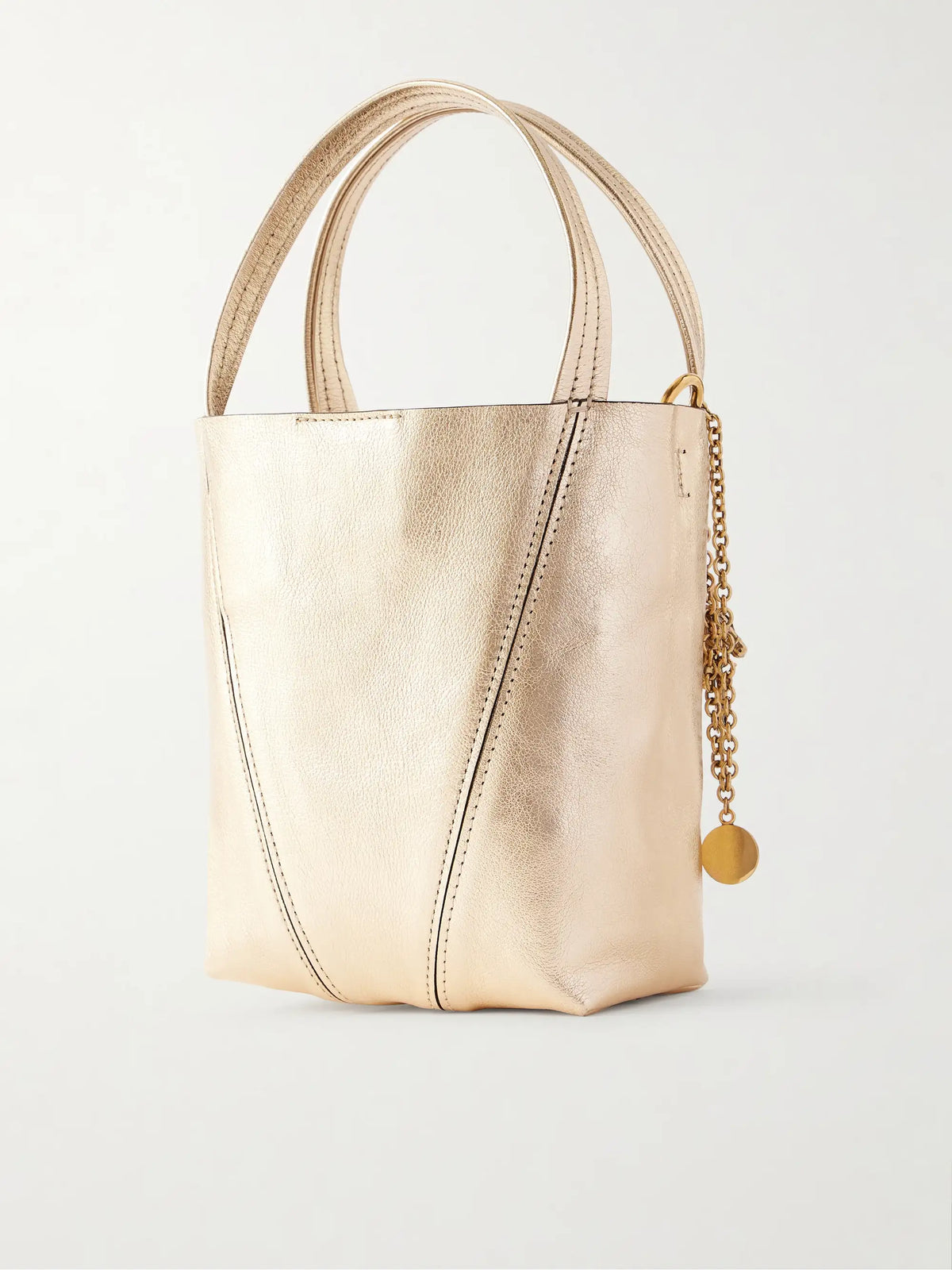 Spin Small Embellished Paneled Textured-leather Tote