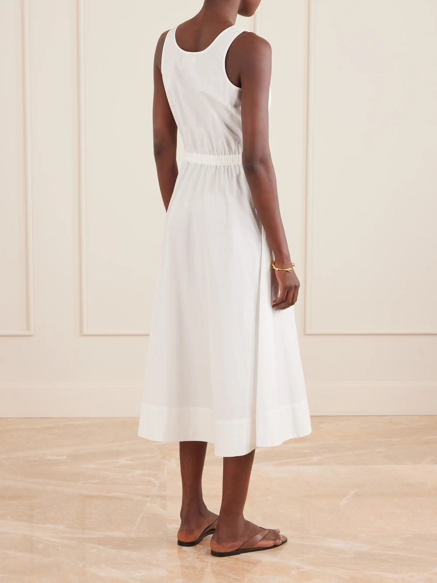 Daphne Gathered Cotton-poplin Midi Dress
