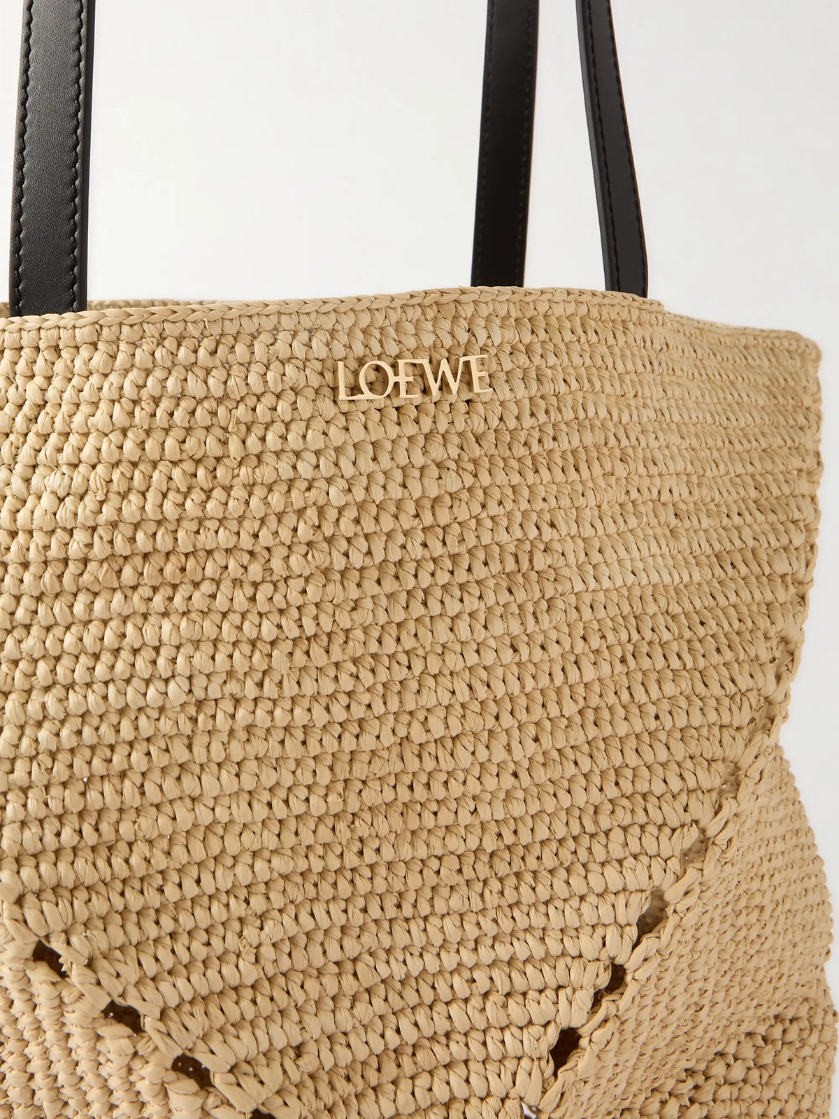 + Paula's Ibiza Puzzle Fold Medium Leather-trimmed Raffia Tote
