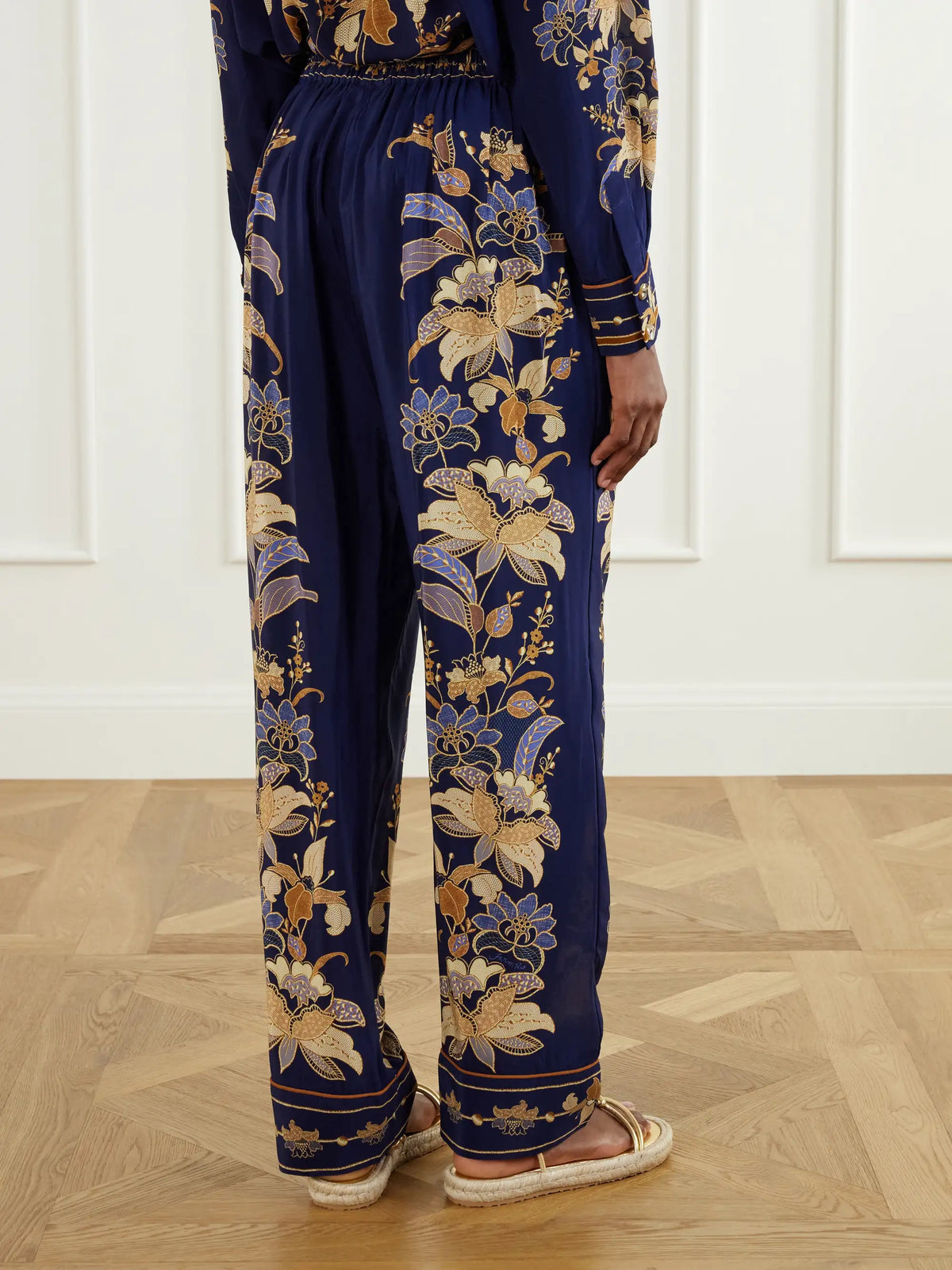 Farm Rio Lara Floral-print Crepe De Chine Wide-leg Pants