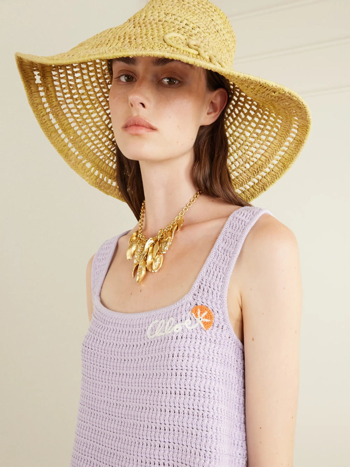 Cropped Appliquéd Crocheted Cotton Top