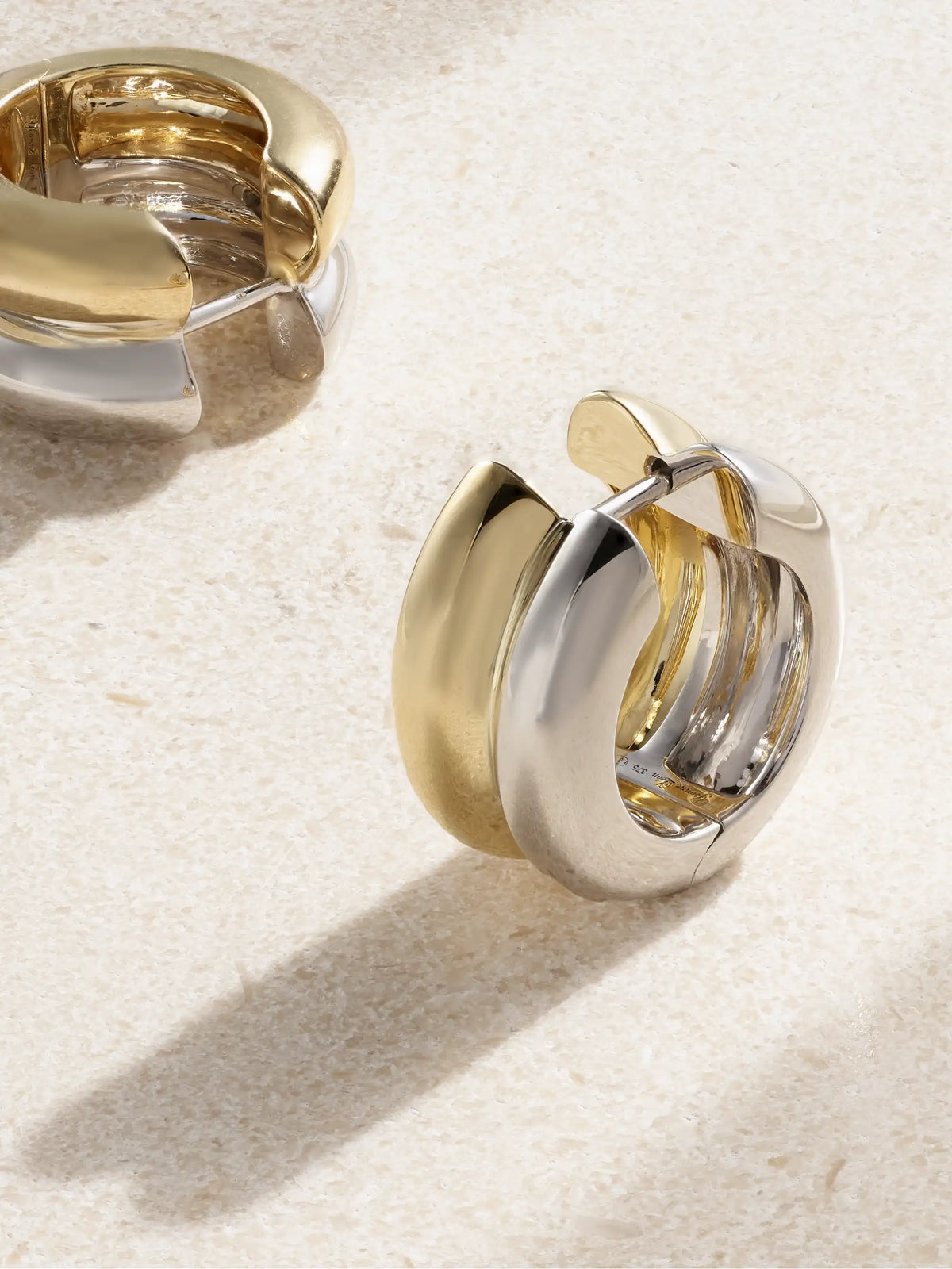 Paire De Créoles Bouées 9-karat White And Yellow Gold Earrings