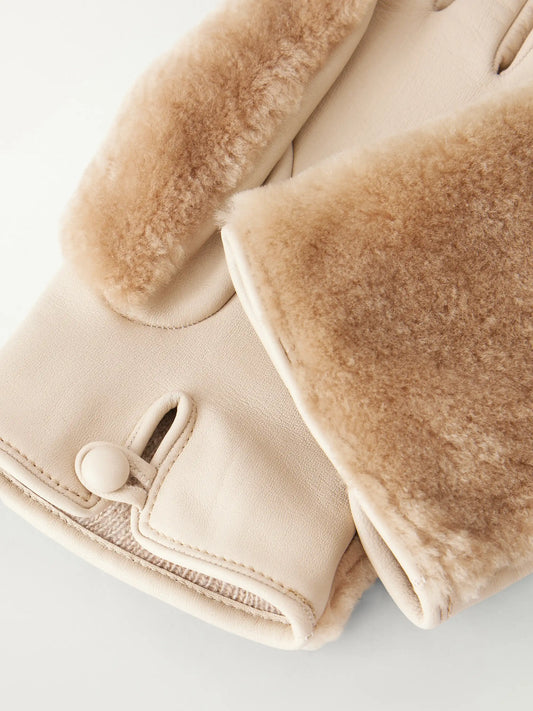 Gabriela Hearst Eglantina Leather-trimmed Shearling Gloves