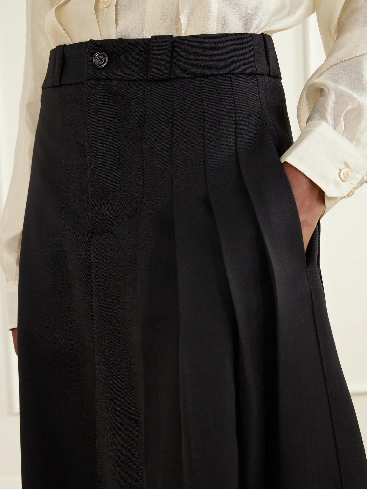 Our Legacy Origami Asymmetric Pleated Virgin Wool Skirt