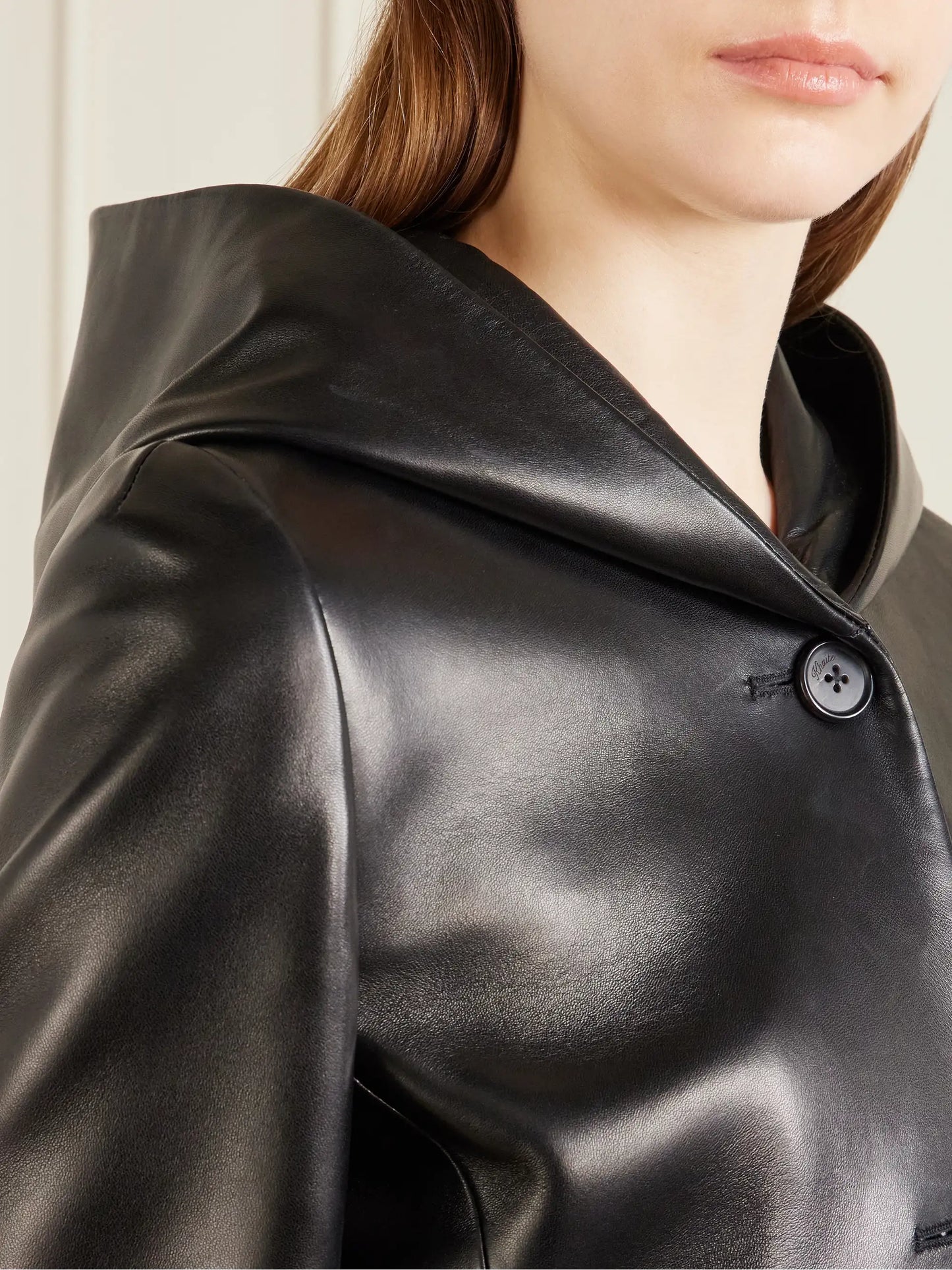 June Hooded Peplum Leather Jacket