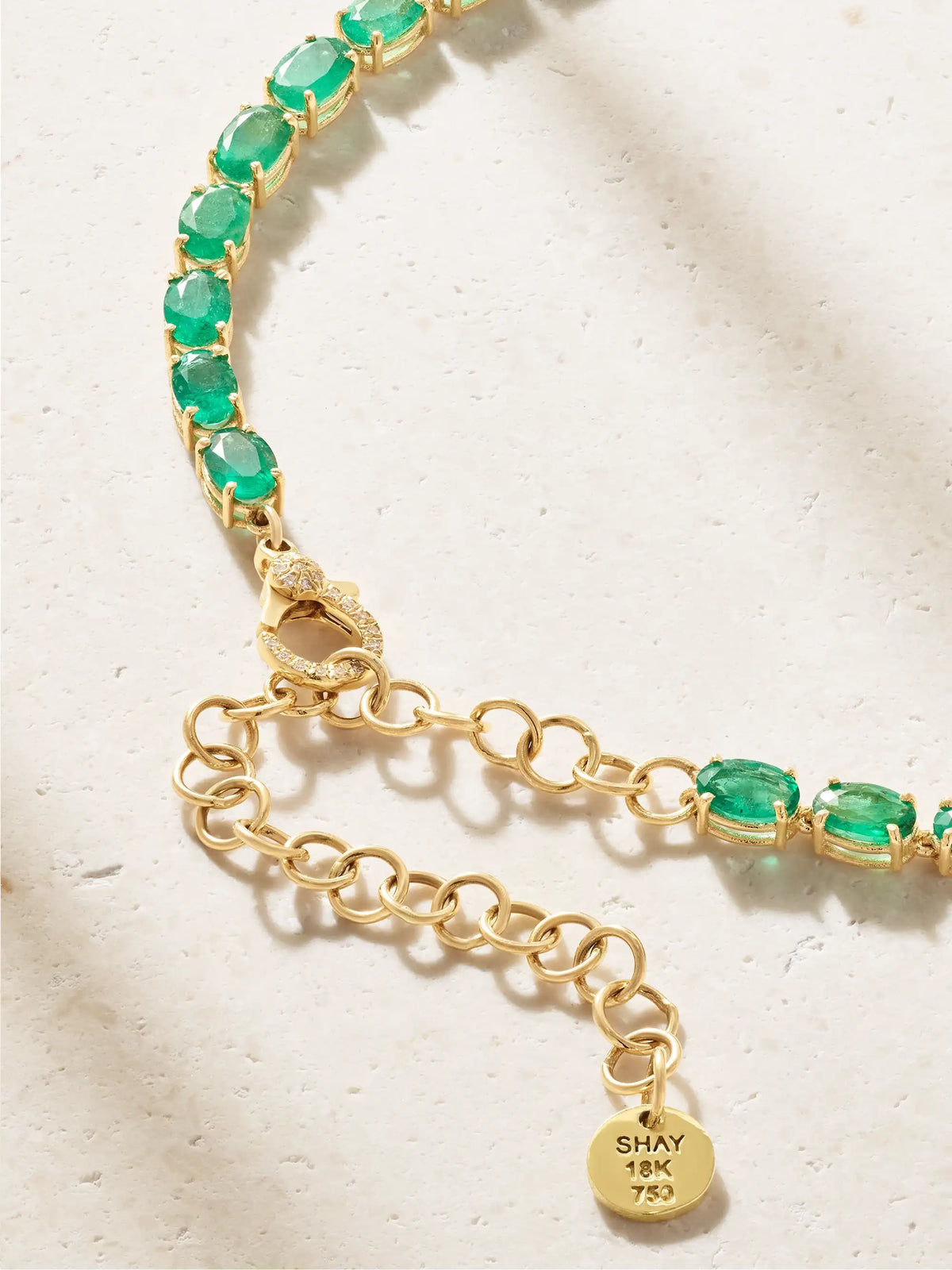 18-karat Gold Emerald And Diamond Tennis Necklace
