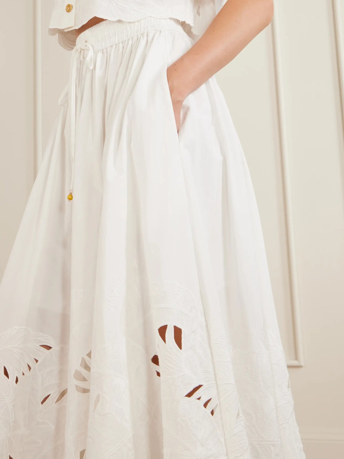 Mahon Embroidered Cotton Midi Skirt