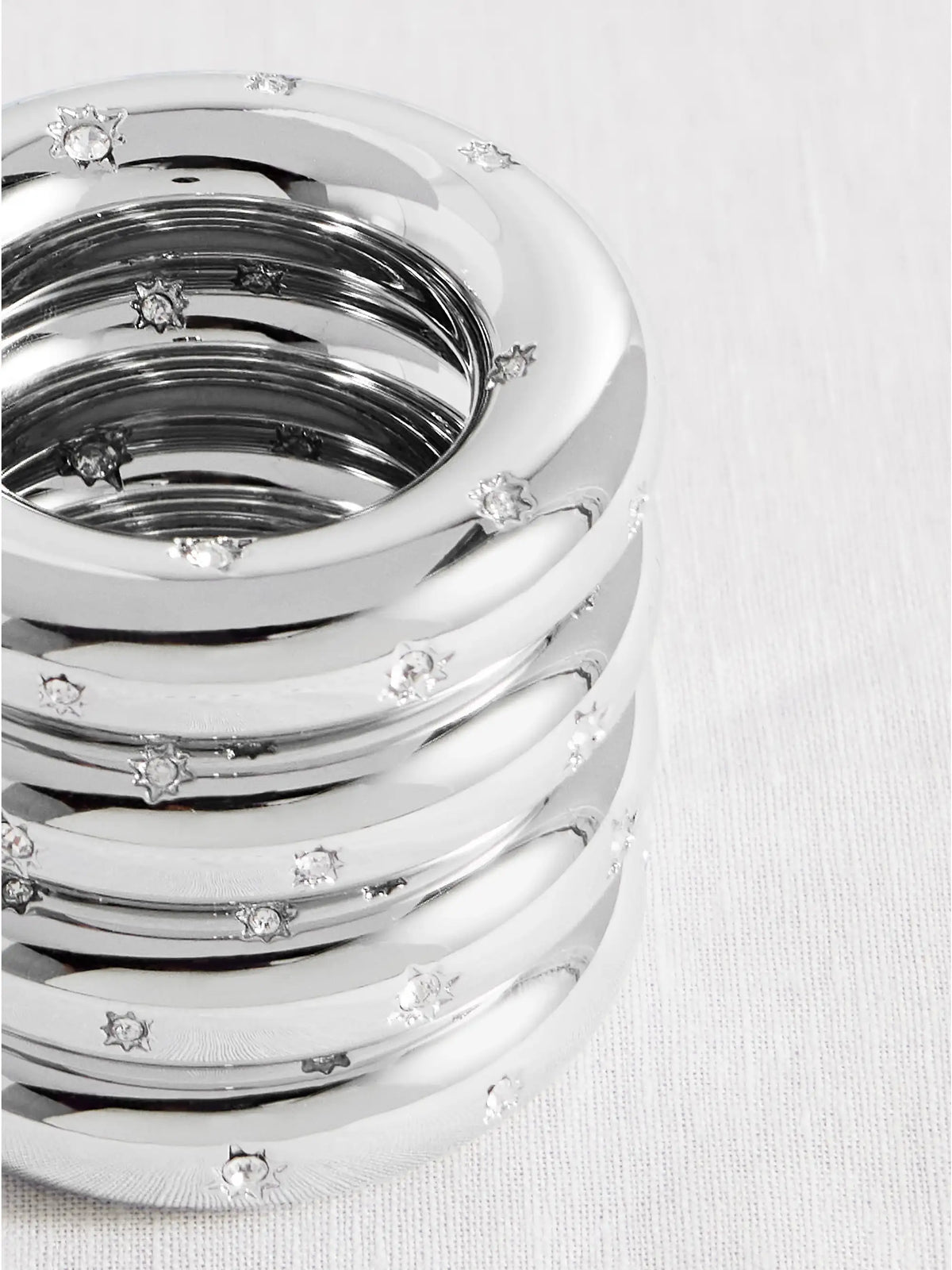 Set Of Four Swarovski Crystal-embellished Platinum-plated Napkin Rings