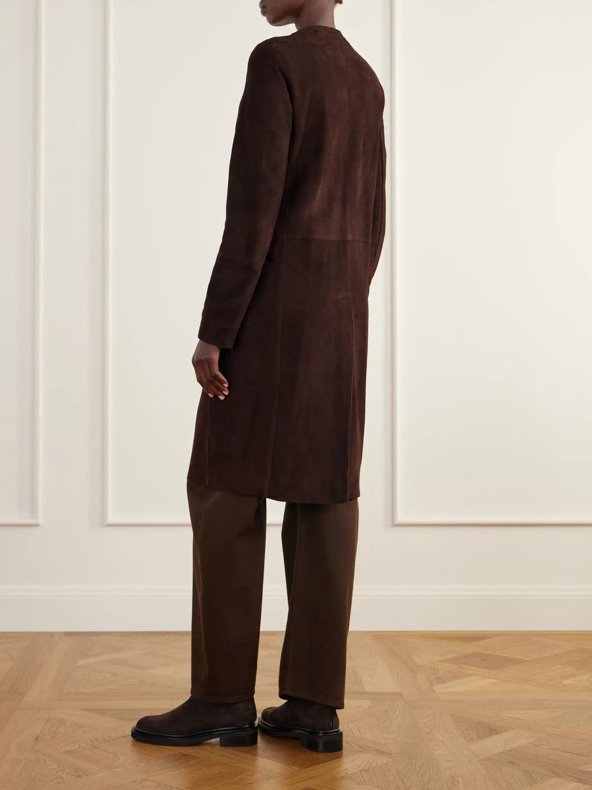 La Ligne Paneled Suede Coat