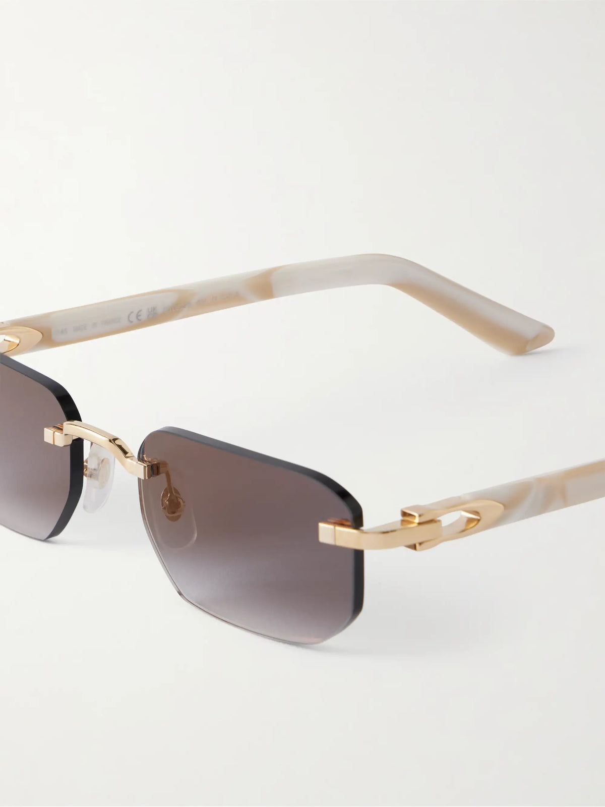 Signature C Rimless Rectangular-frame Gold-tone And Acetate Sunglasses