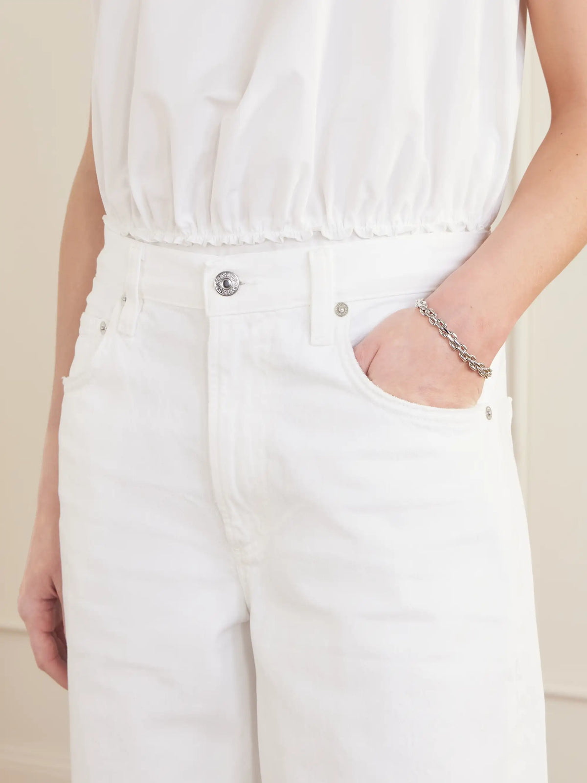 Court Denim Straight-leg Shorts