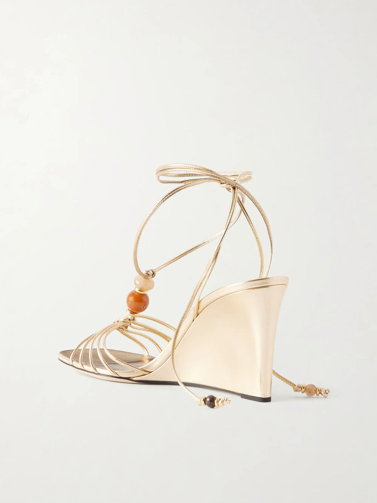 Lova 85 Embellished Metallic Leather Wedge Sandals
