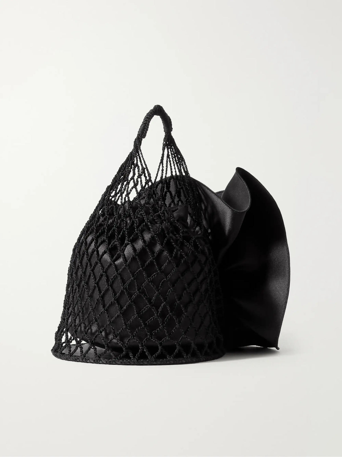 Devana Small Silk And Crocheted Cotton-blend And Leather Tote