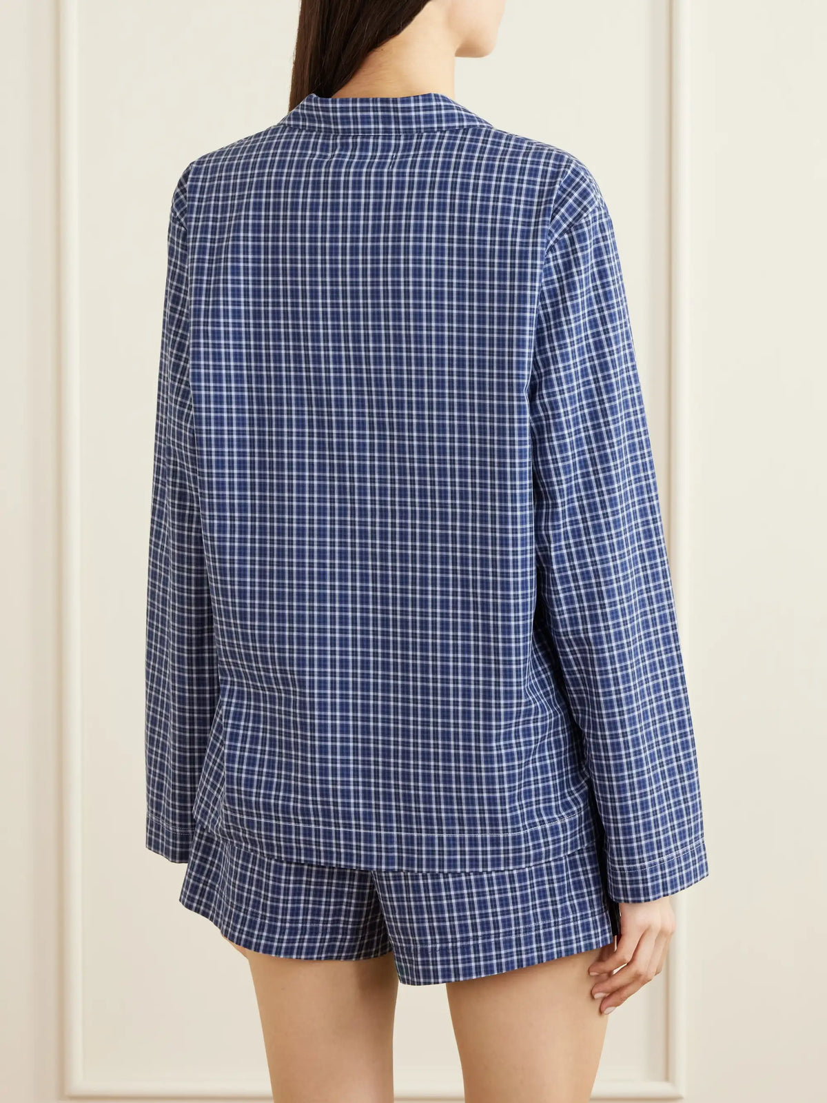 TEKLA Checked Organic Cotton Pajama Shirt